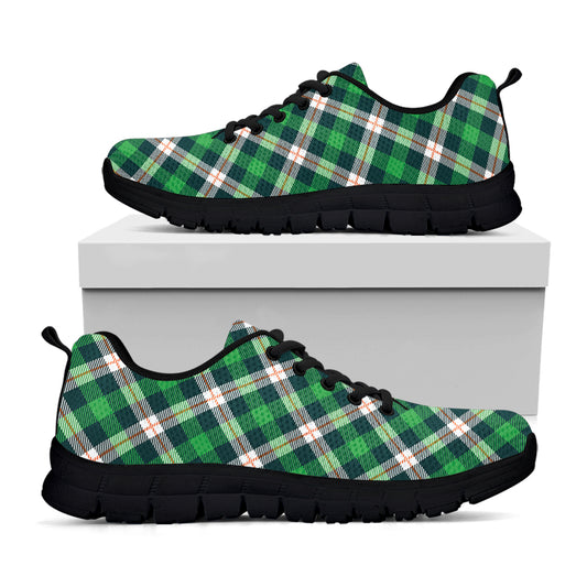 Saint Patrick's Day Irish Tartan Print Black Sneakers