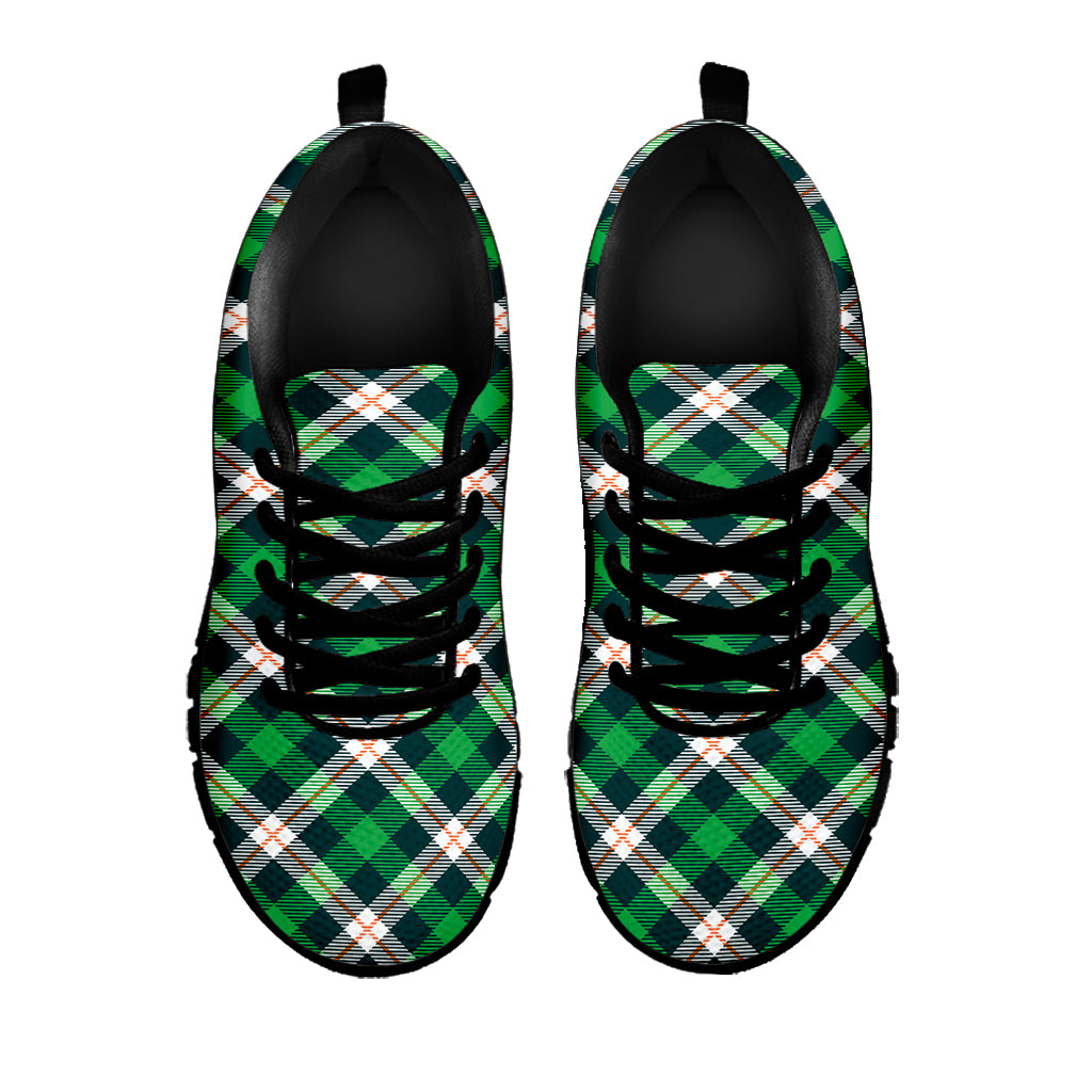 Saint Patrick's Day Irish Tartan Print Black Sneakers