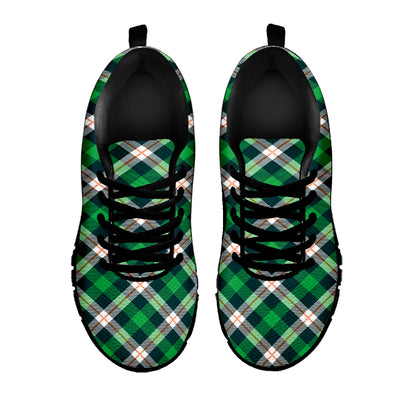 Saint Patrick's Day Irish Tartan Print Black Sneakers