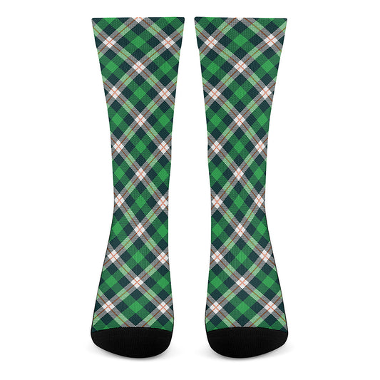 Saint Patrick's Day Irish Tartan Print Crew Socks