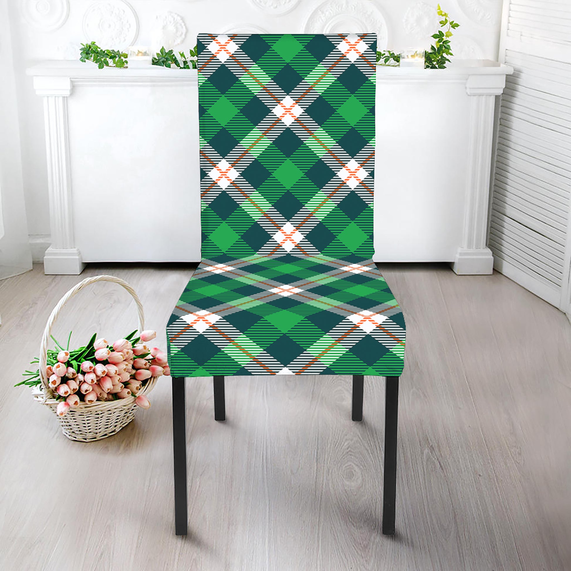 Saint Patrick's Day Irish Tartan Print Dining Chair Slipcover