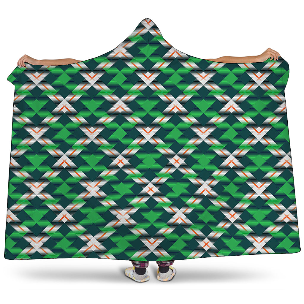 Saint Patrick's Day Irish Tartan Print Hooded Blanket