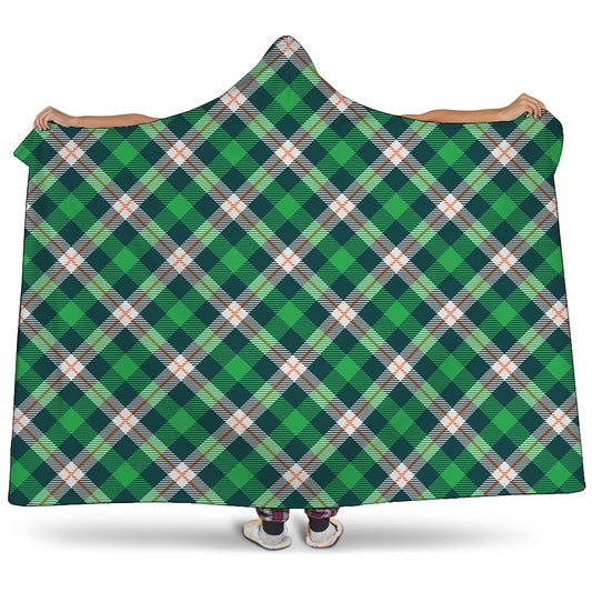 Saint Patrick's Day Irish Tartan Print Hooded Blanket