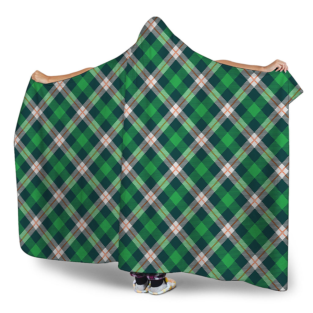 Saint Patrick's Day Irish Tartan Print Hooded Blanket