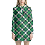 Saint Patrick's Day Irish Tartan Print Hoodie Dress