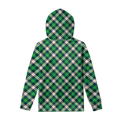 Saint Patrick's Day Irish Tartan Print Pullover Hoodie