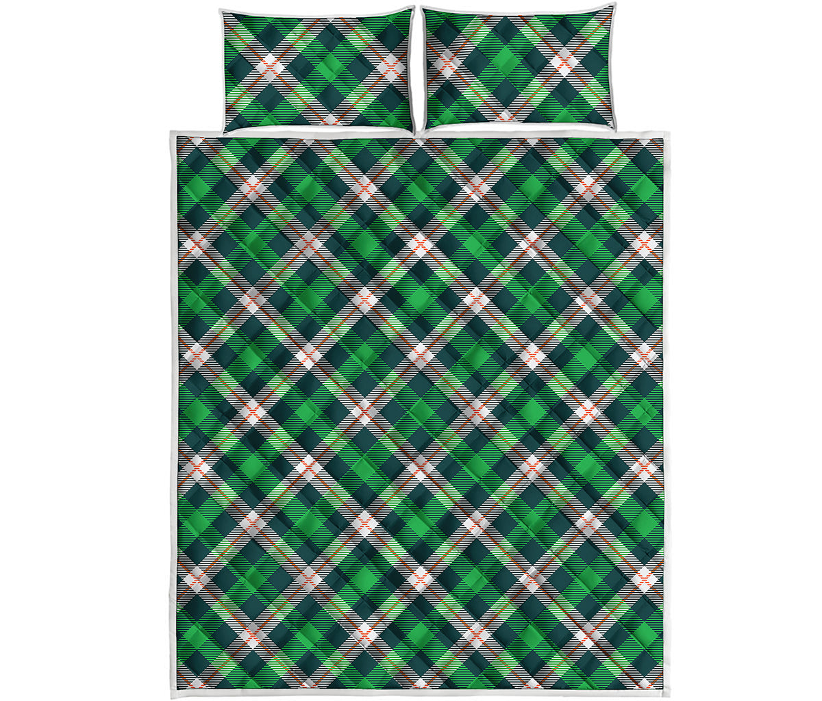 Saint Patrick's Day Irish Tartan Print Quilt Bed Set