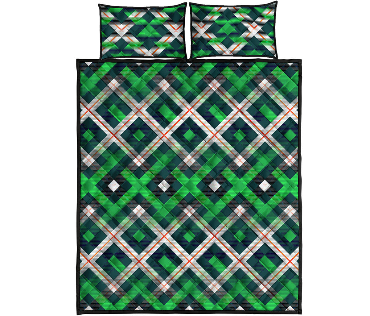 Saint Patrick's Day Irish Tartan Print Quilt Bed Set