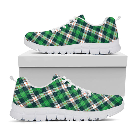 Saint Patrick's Day Irish Tartan Print White Sneakers
