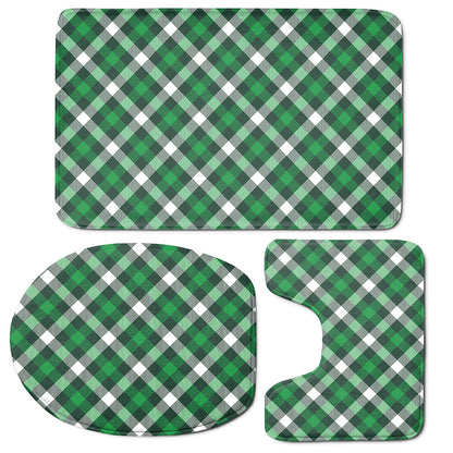 Saint Patrick's Day Plaid Pattern Print 3 Piece Bath Mat Set