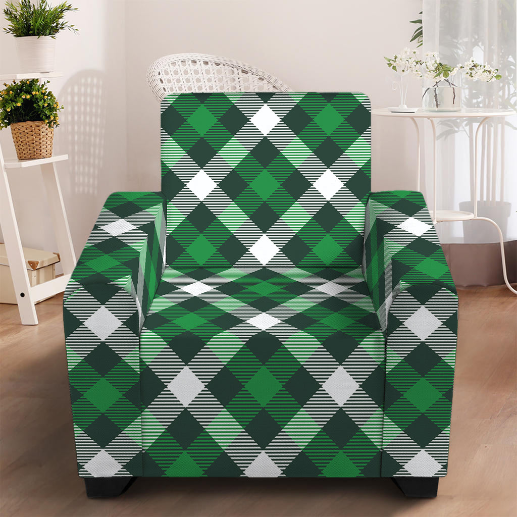 Saint Patrick's Day Plaid Pattern Print Armchair Slipcover