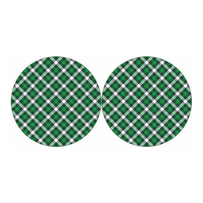 Saint Patrick's Day Plaid Pattern Print Car Coasters
