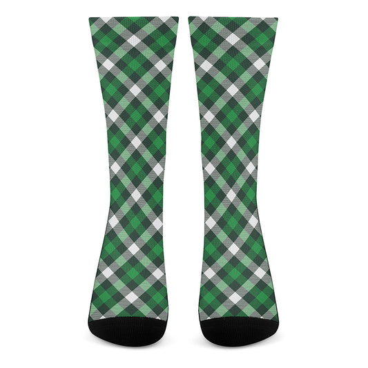 Saint Patrick's Day Plaid Pattern Print Crew Socks