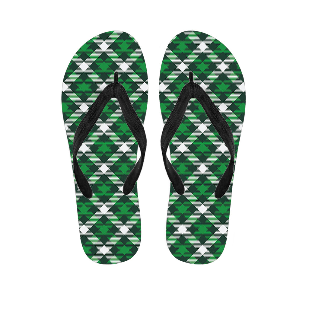 Saint Patrick's Day Plaid Pattern Print Flip Flops