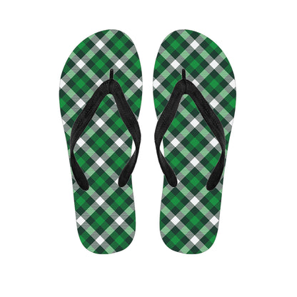 Saint Patrick's Day Plaid Pattern Print Flip Flops
