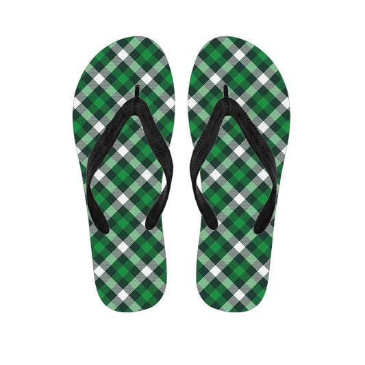 Saint Patrick's Day Plaid Pattern Print Flip Flops