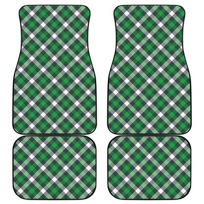 Saint Patrick's Day Plaid Pattern Print Front and Back Car Floor Mats