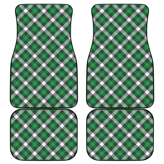 Saint Patrick's Day Plaid Pattern Print Front and Back Car Floor Mats