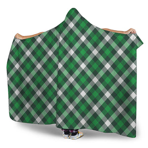 Saint Patrick's Day Plaid Pattern Print Hooded Blanket