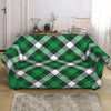 Saint Patrick's Day Plaid Pattern Print Loveseat Slipcover