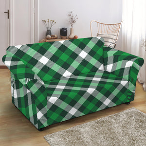 Saint Patrick's Day Plaid Pattern Print Loveseat Slipcover