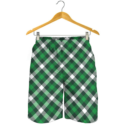 Saint Patrick's Day Plaid Pattern Print Men's Shorts