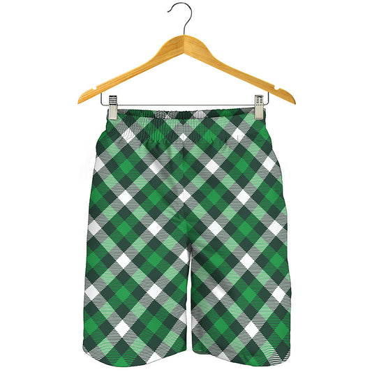 Saint Patrick's Day Plaid Pattern Print Men's Shorts