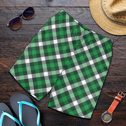 Saint Patrick's Day Plaid Pattern Print Men's Shorts