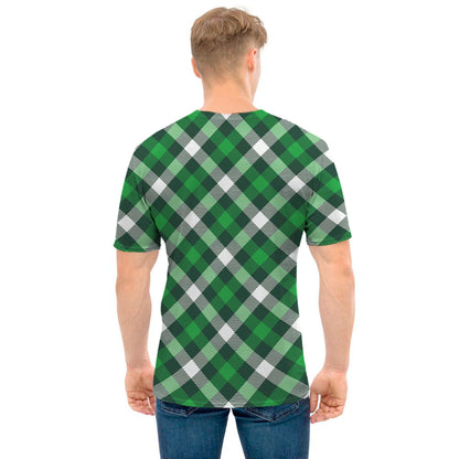 Saint Patrick's Day Plaid Pattern Print Men's T-Shirt