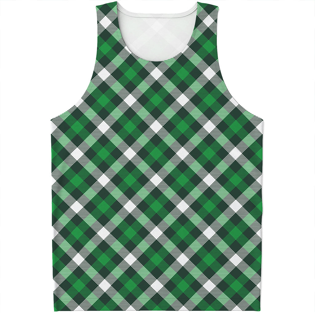 Saint Patrick's Day Plaid Pattern Print Men's Tank Top