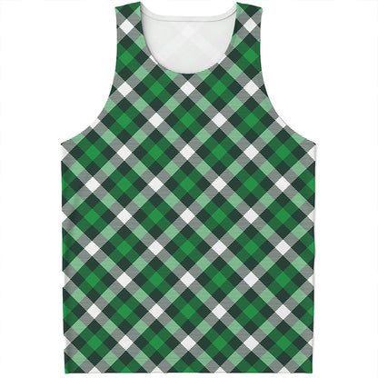 Saint Patrick's Day Plaid Pattern Print Men's Tank Top