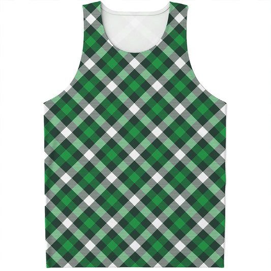 Saint Patrick's Day Plaid Pattern Print Men's Tank Top