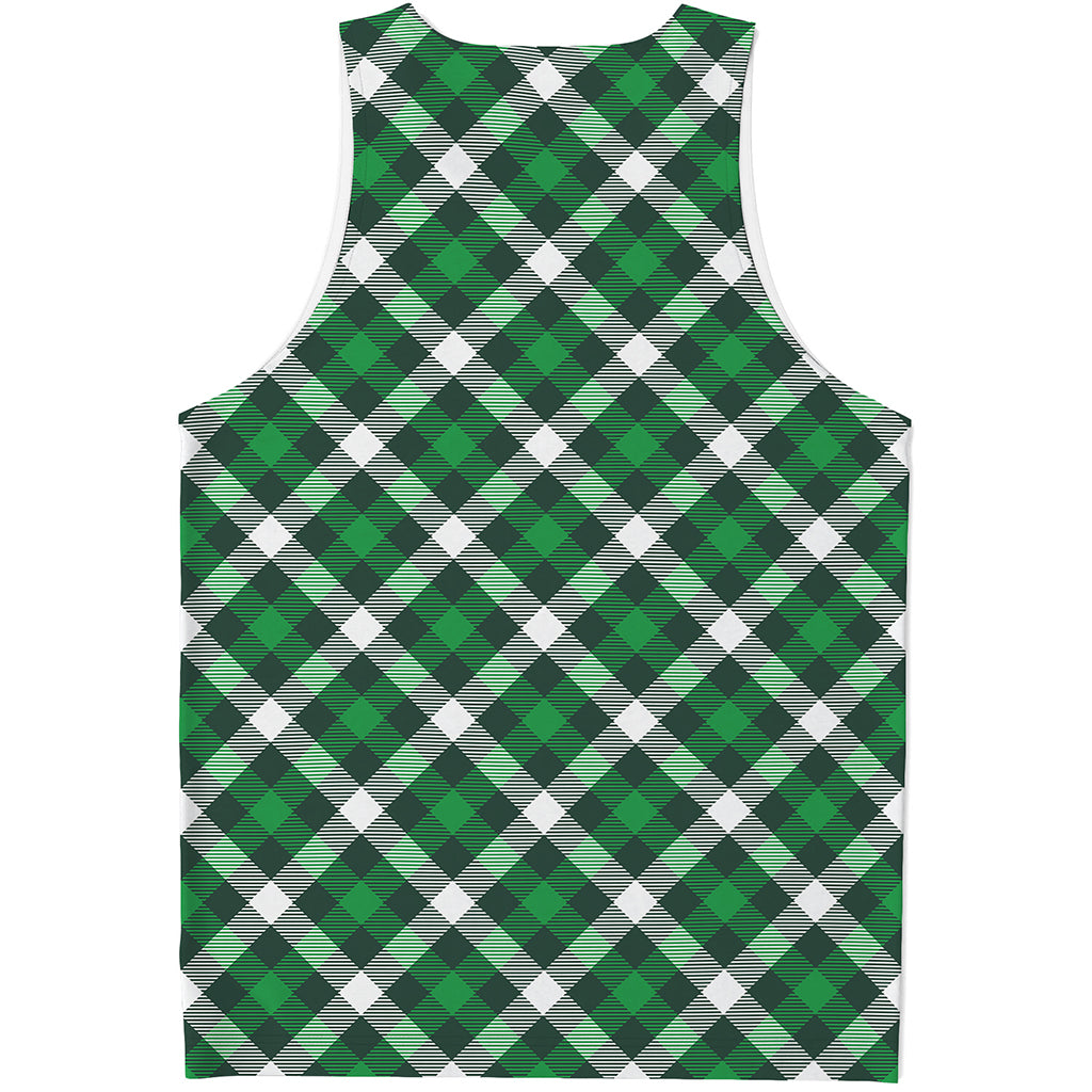 Saint Patrick's Day Plaid Pattern Print Men's Tank Top