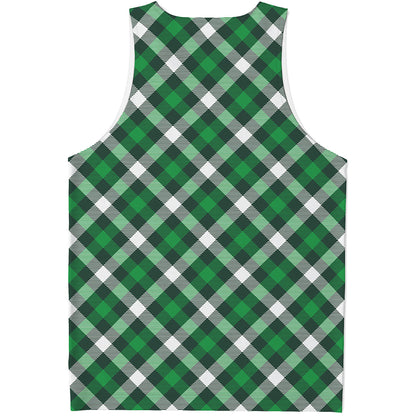 Saint Patrick's Day Plaid Pattern Print Men's Tank Top