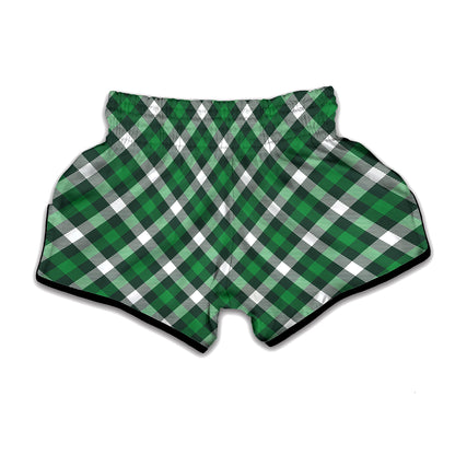 Saint Patrick's Day Plaid Pattern Print Muay Thai Boxing Shorts