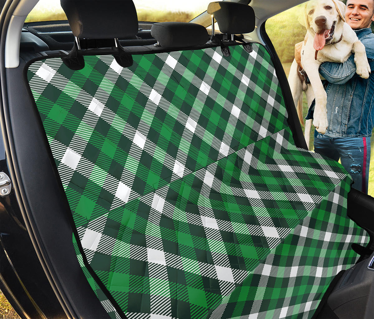 Saint Patrick's Day Plaid Pattern Print Pet Car Back Seat Cover