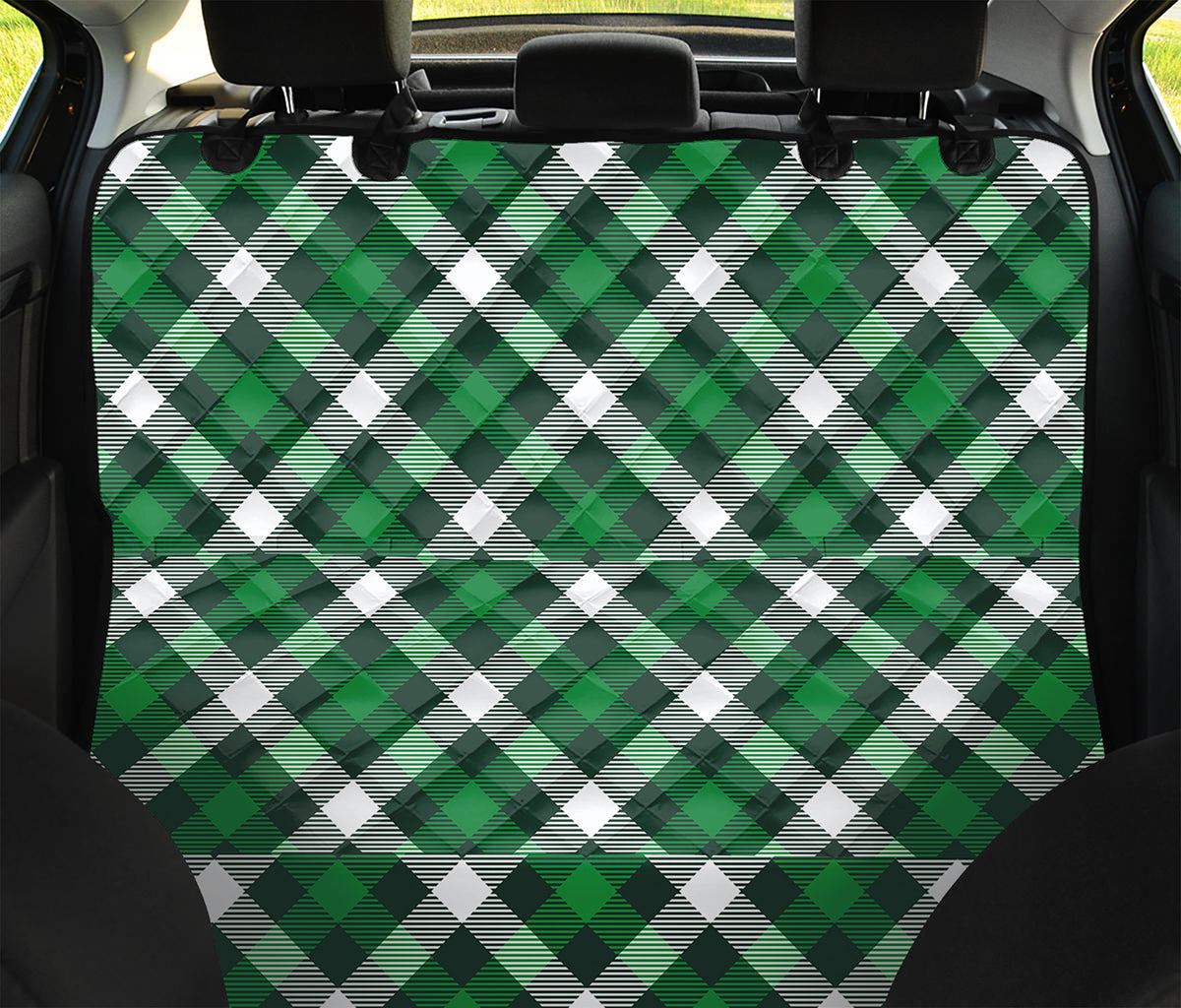Saint Patrick's Day Plaid Pattern Print Pet Car Back Seat Cover