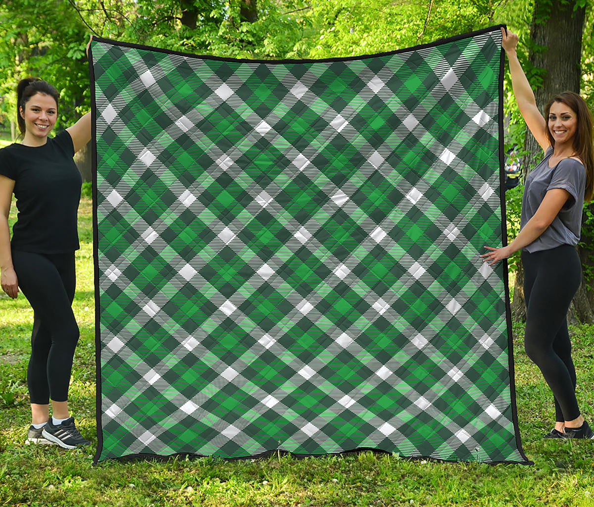 Saint Patrick's Day Plaid Pattern Print Quilt