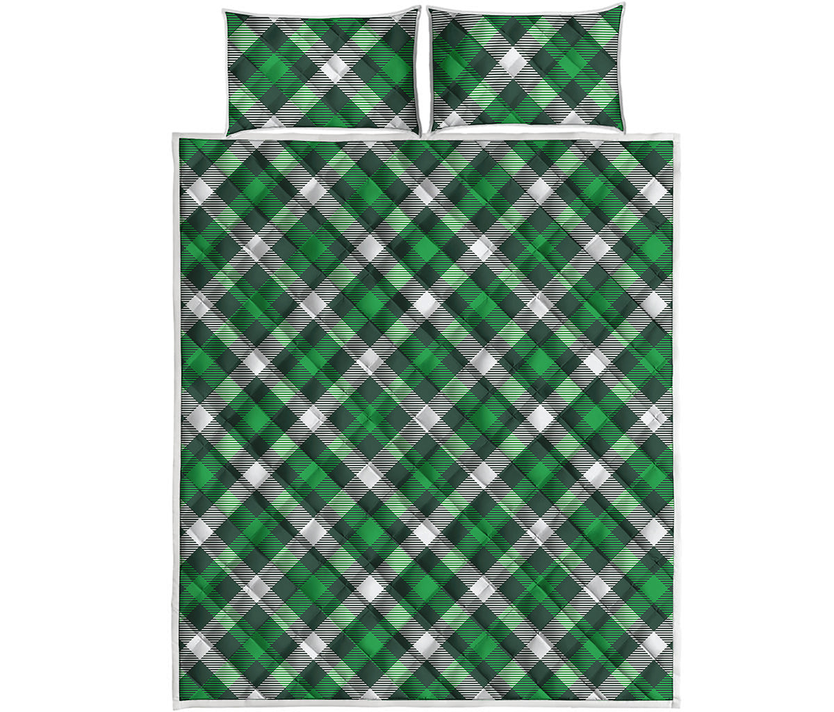 Saint Patrick's Day Plaid Pattern Print Quilt Bed Set