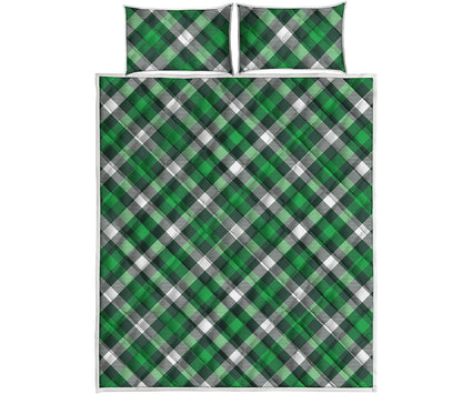 Saint Patrick's Day Plaid Pattern Print Quilt Bed Set