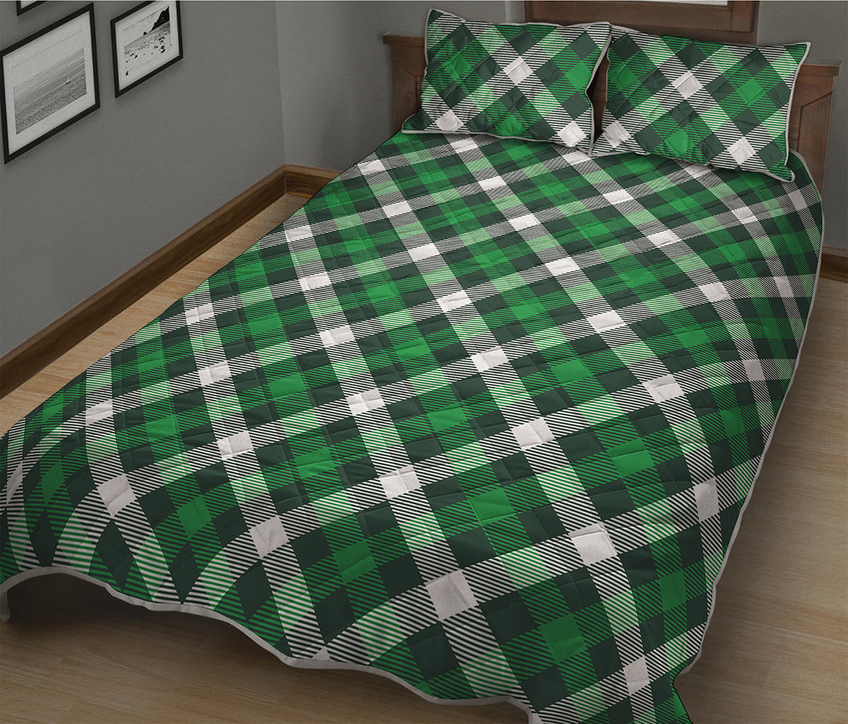 Saint Patrick's Day Plaid Pattern Print Quilt Bed Set