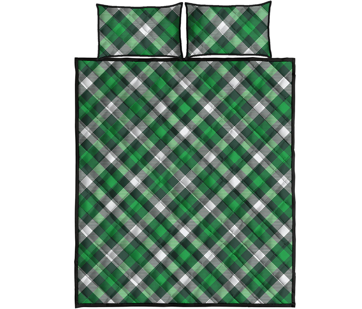 Saint Patrick's Day Plaid Pattern Print Quilt Bed Set