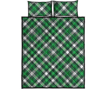 Saint Patrick's Day Plaid Pattern Print Quilt Bed Set