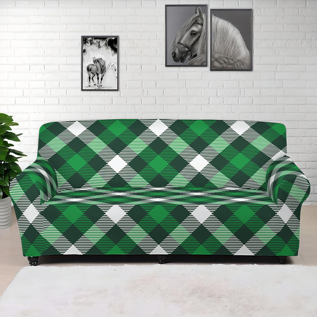 Saint Patrick's Day Plaid Pattern Print Sofa Cover