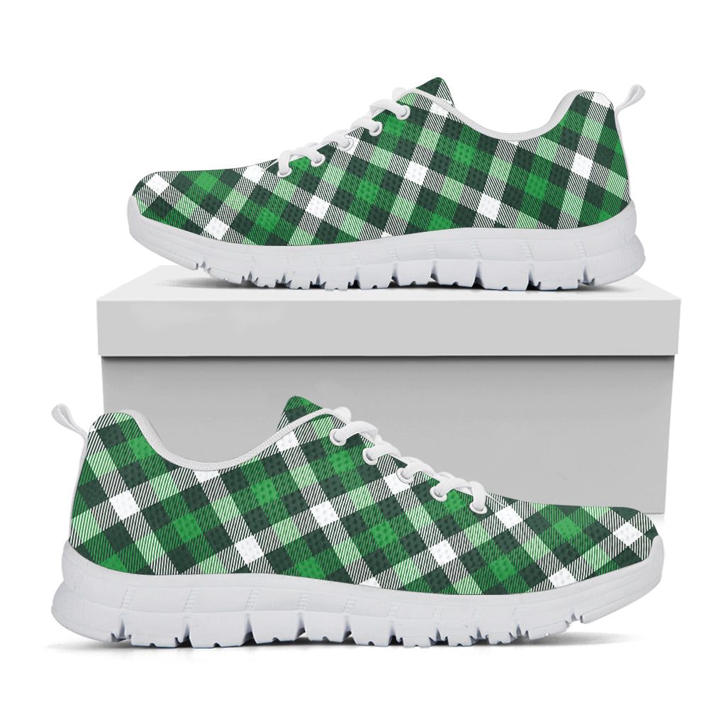 Saint Patrick's Day Plaid Pattern Print White Sneakers