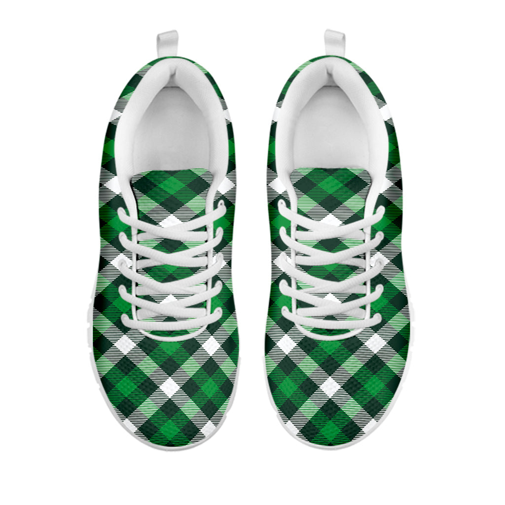 Saint Patrick's Day Plaid Pattern Print White Sneakers