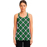 Saint Patrick's Day Plaid Pattern Print Women's Racerback Tank Top