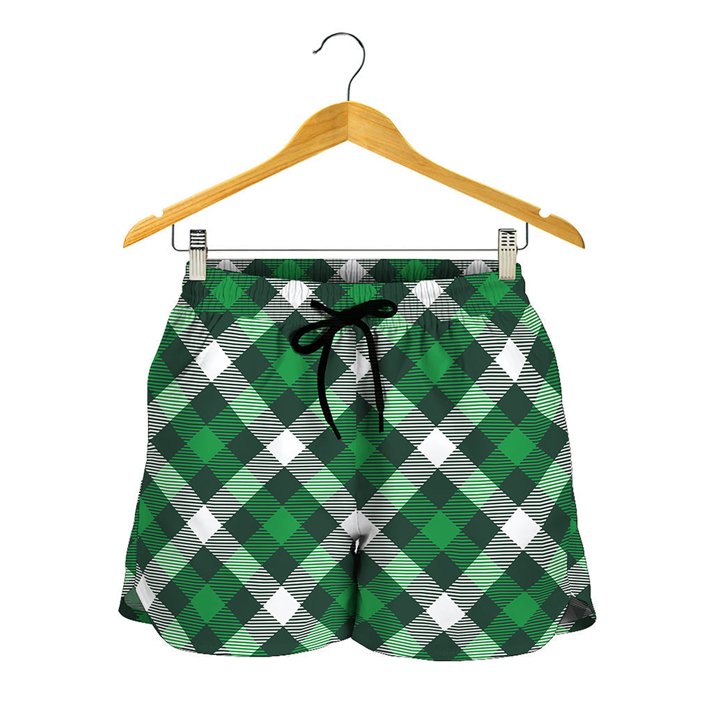 Saint Patrick's Day Plaid Pattern Print Women's Shorts