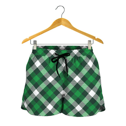 Saint Patrick's Day Plaid Pattern Print Women's Shorts
