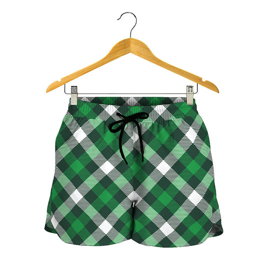 Saint Patrick's Day Plaid Pattern Print Women's Shorts